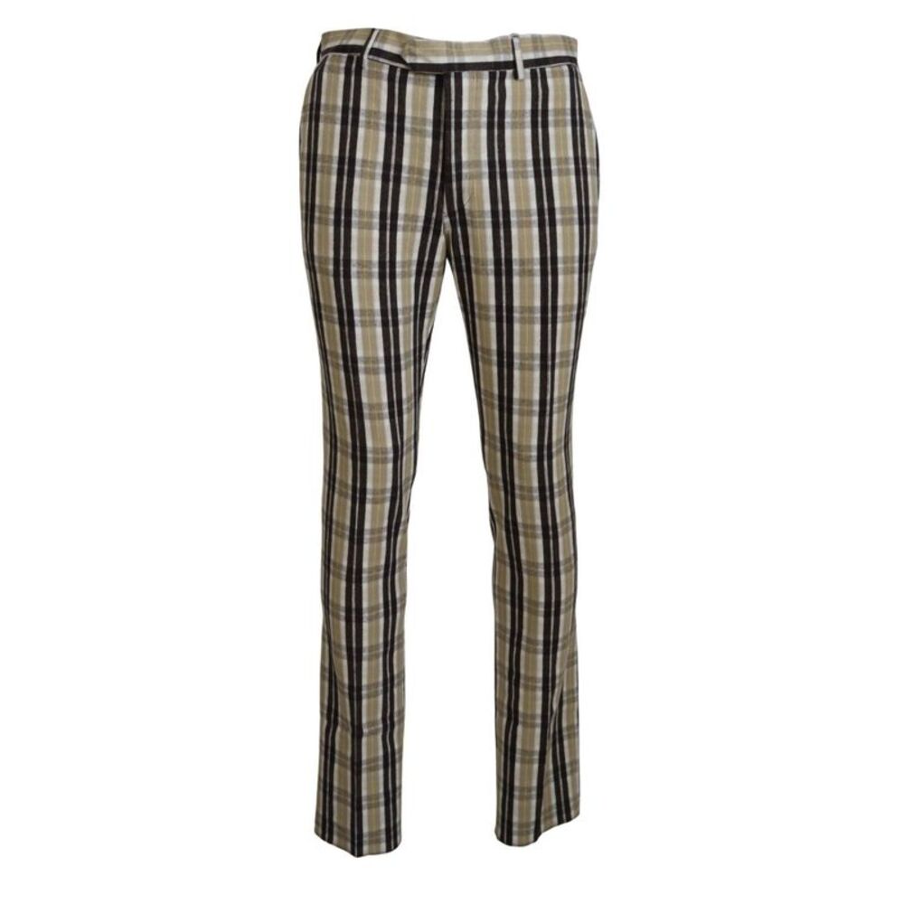 BENCIVENGA Multicolor Checkered Cotton Straight Fit Men Men's Pants